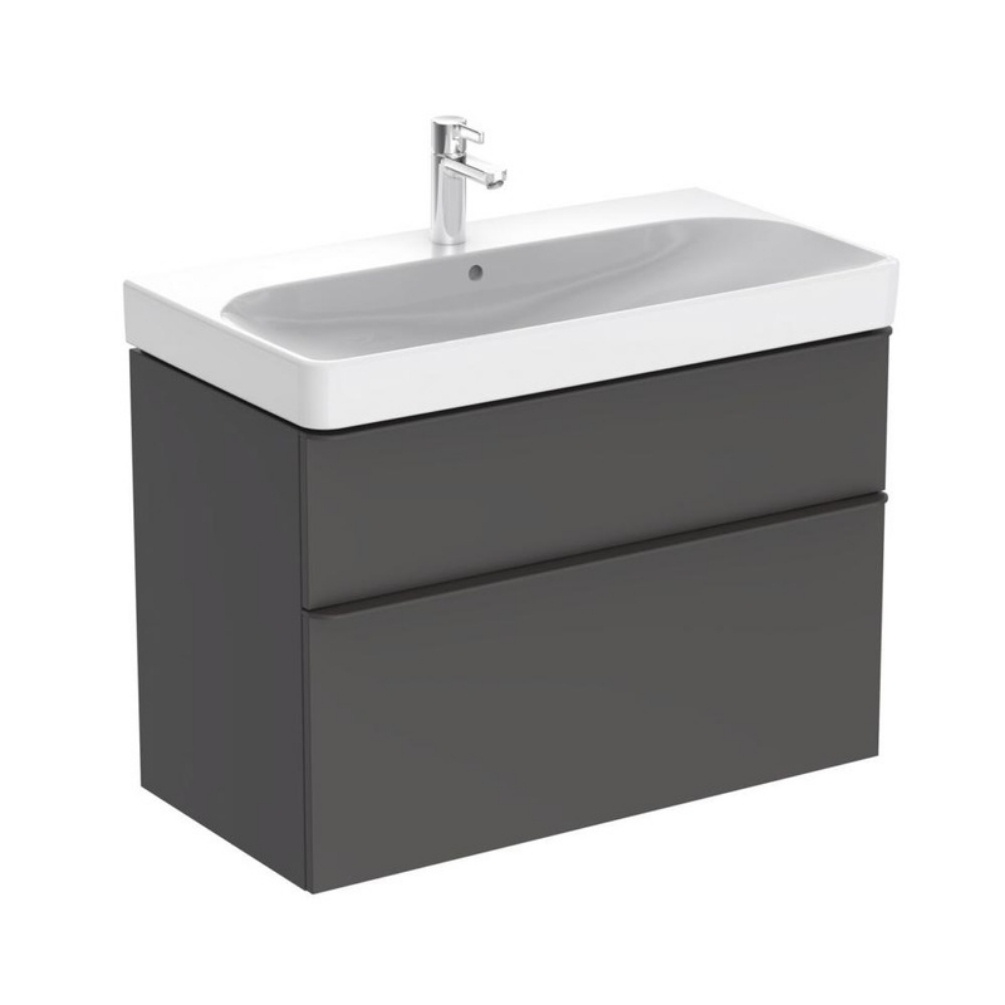 Product Cut out image of the Geberit Smyle Square 750mm Lava Vanity Unit & Washbasin
